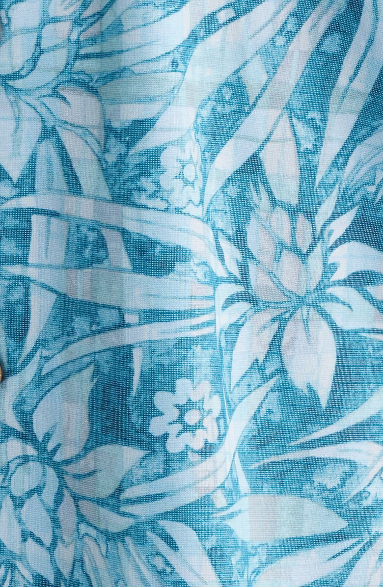 Tommy Bahama Coastal Ease Aqua Flora IslandZone<sup>®</sup> Camp Shirt, Alternate, color, Milky Blue