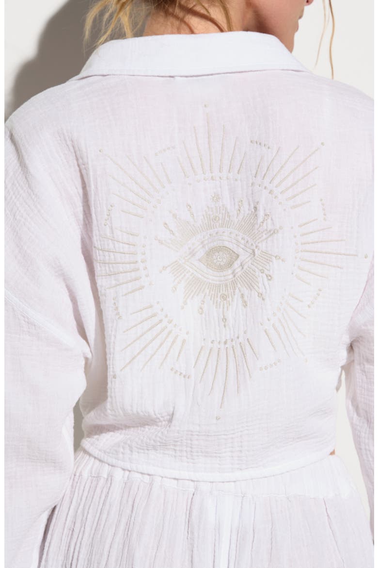 Inner Gaze Willow Crop Cotton Gauze Button-Up Shirt, Alternate, color, WHITE