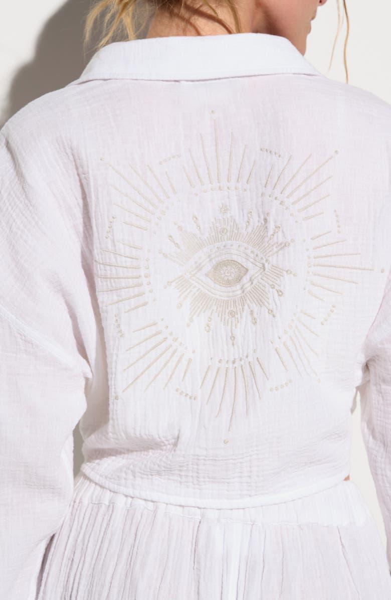 Spiritual Gangster Inner Gaze Willow Crop Cotton Gauze Button-Up Shirt, Alternate, color, White