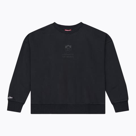 Women's Mitchell & Ness Black Los Angeles Chargers Core Essentials Micro Logo Fleece Sweatshirt