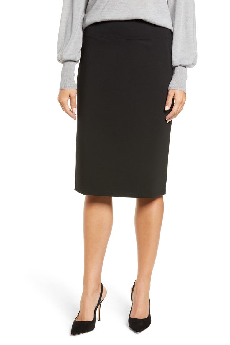 Ponte Pencil Skirt, Main, color, BLACK