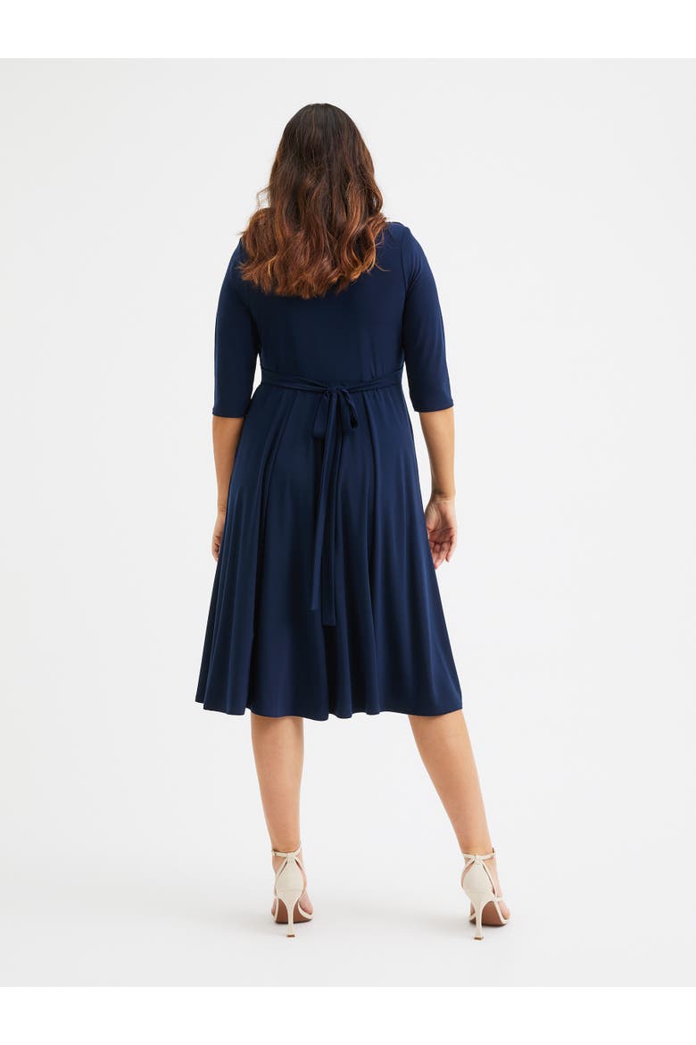 Cowl Neck '1940s' Dress, Alternate, color, Navy