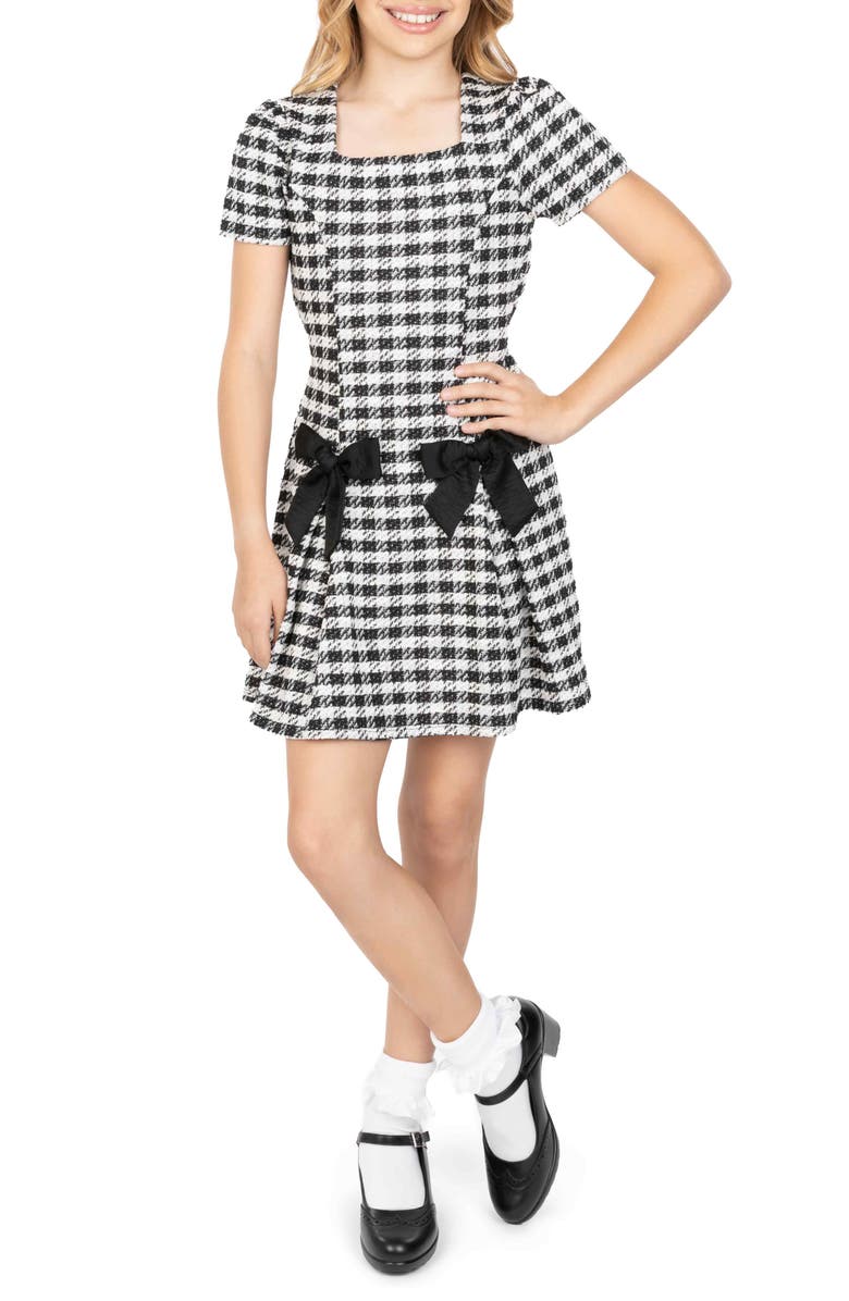 Speechless Kids' Drop Waist Bouclé Dress, Alternate, color, Black/ Ivory Jm