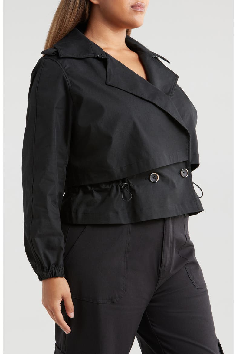 Leonard Water Repellent Double Breasted Crop Trench Jacket, Alternate, color, BLACK