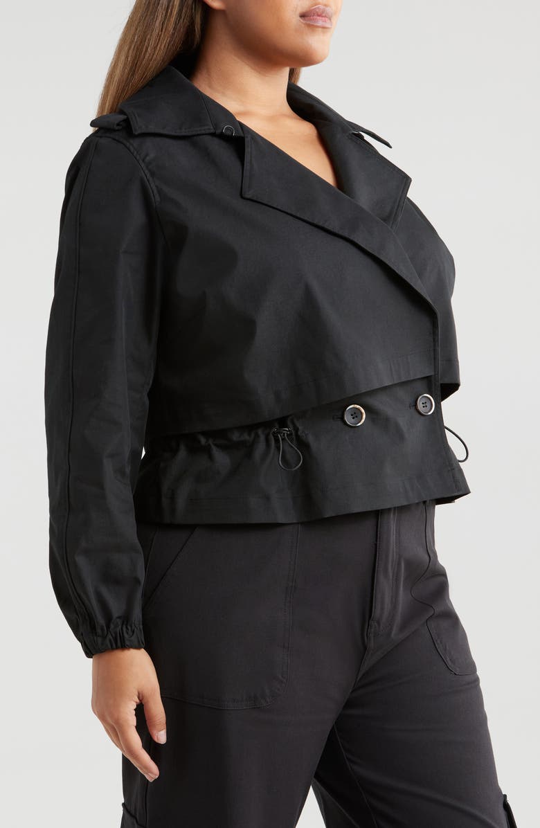 Universal Standard Leonard Water Repellent Double Breasted Crop Trench Jacket, Alternate, color, 