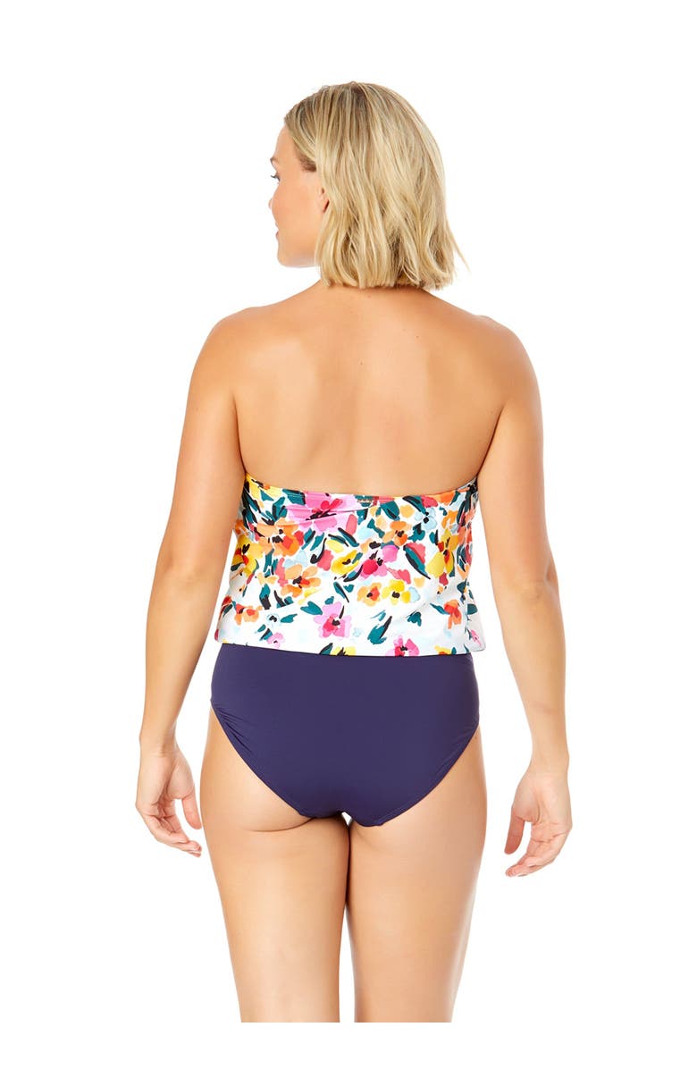 Anne Cole Women's Gradient Floral Strapless Blouson Keyhole One Piece Swimsuit, Alternate, color, Gradient Floral