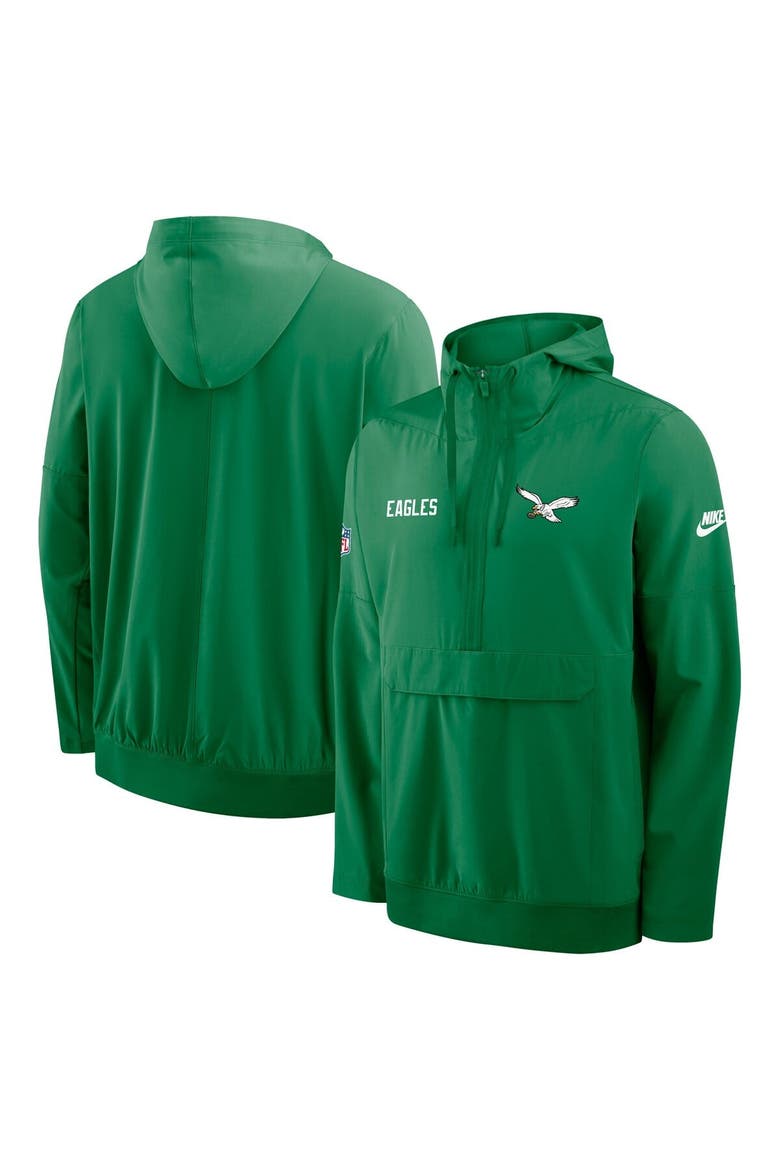 Men's Nike Kelly Green Philadelphia Eagles Sideline Alt Pack Anorak Half-Zip Hoodie Jacket, Alternate, color, Kelly Green