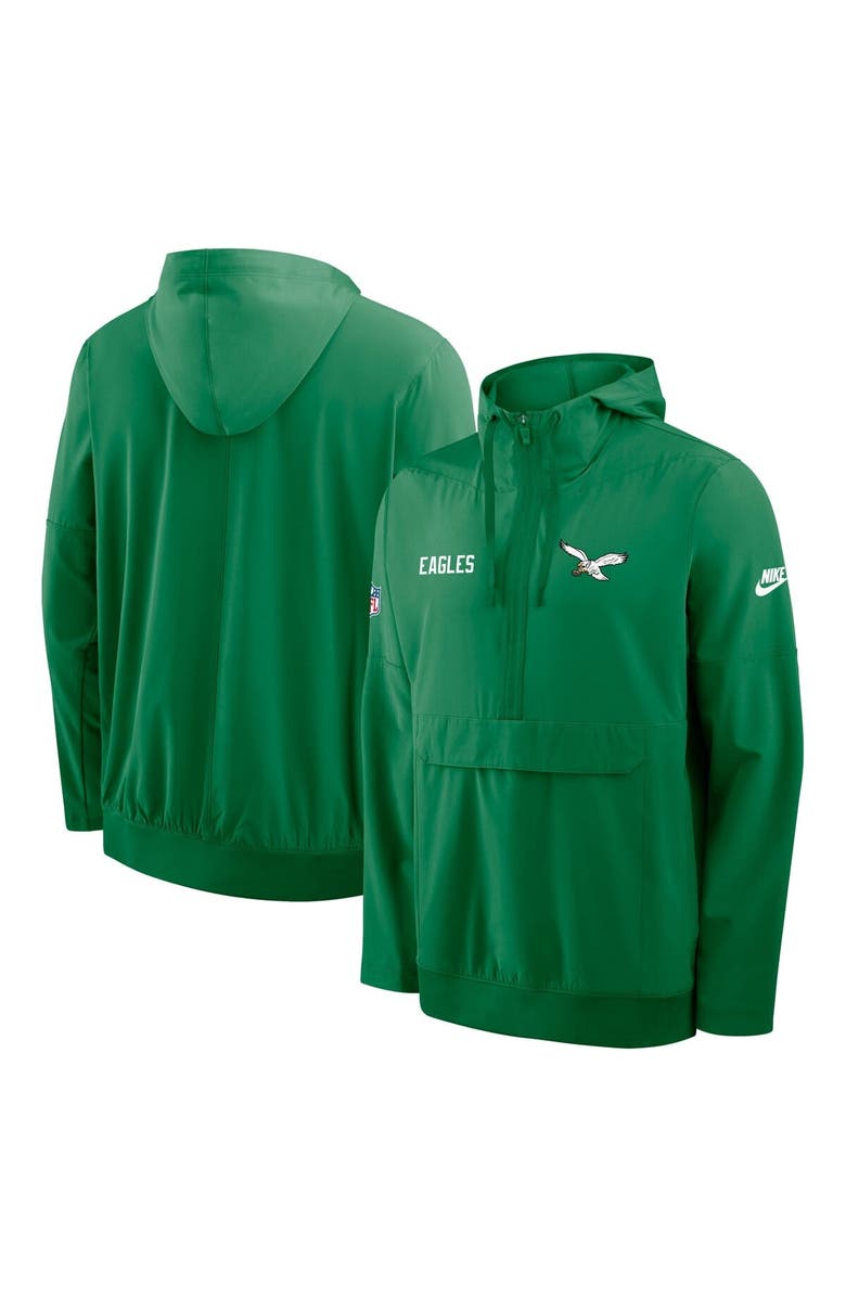 Nike Men's Nike Kelly Green Philadelphia Eagles Sideline Alt Pack Anorak Half-Zip Hoodie Jacket, Alternate, color, Kelly Green