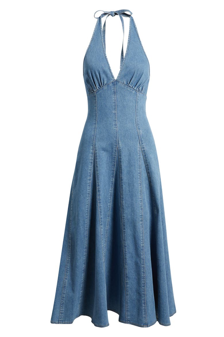 Denim Halter Dress, Alternate, color, MEDIUM DENIM