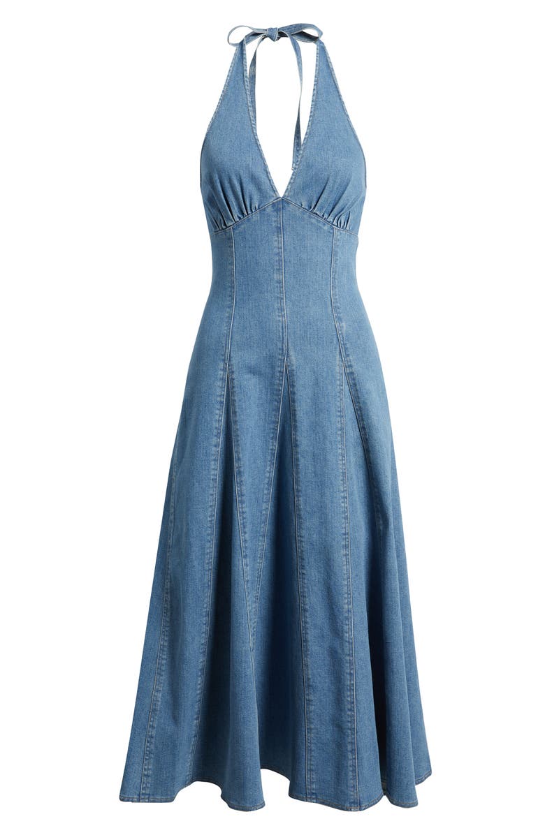 FREEMARKET Denim Halter Dress, Alternate, color, Medium Denim