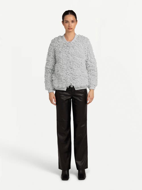 Gobi Mongolian Cashmere Loop-stitch Cashmere Cardigan In Silver Birch