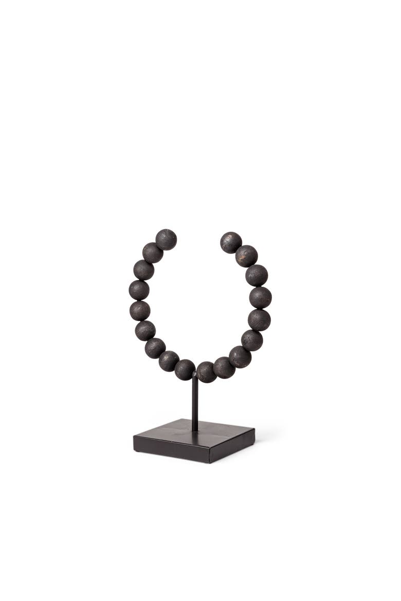 Tulane Beaded Broken Sphere Decorative Object, Alternate, color, Black