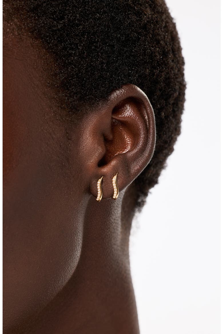 Solid Yellow Gold - Diamond Flame Studs, Alternate, color, Gold