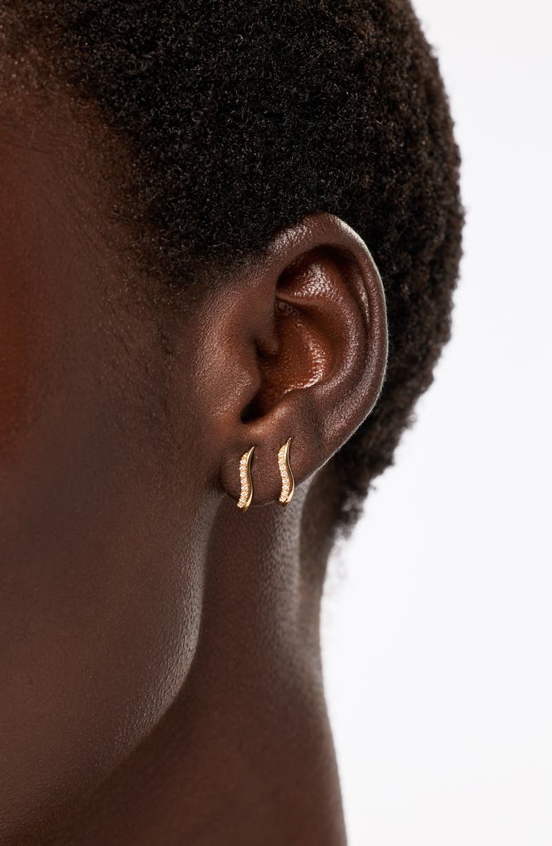 Ana Luisa Solid Yellow Gold - Diamond Flame Studs, Alternate, color, Gold