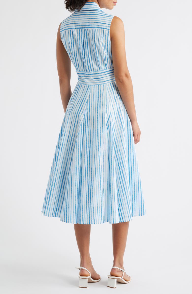 Tahari ASL Stripe Sleeveless Midi Dress, Alternate, color, White Blue