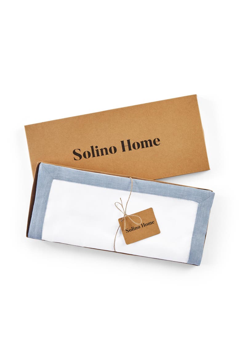 Linen Table Runner - Classic, Alternate, color, Chambray Blue and White