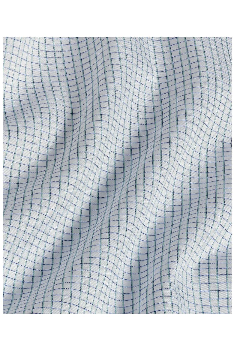 Trim Fit Check Cotton Dress Shirt, Alternate, color, GREEN/ SKY