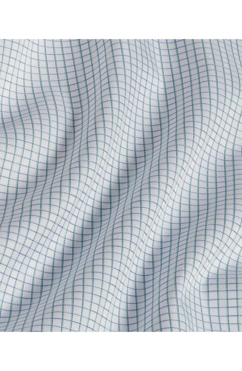 David Donahue Trim Fit Check Cotton Dress Shirt, Alternate, color, Green/ Sky