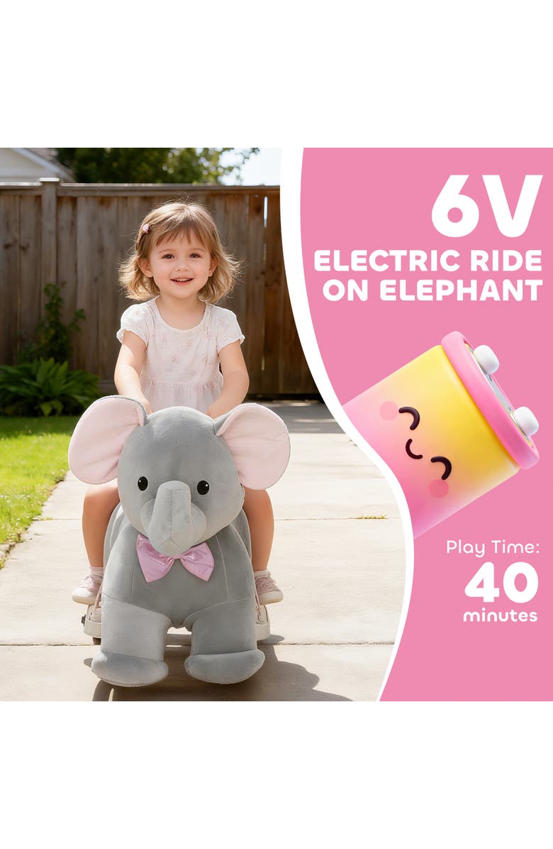 Qaba 6V Kids Ride on Horse, Electric Riding Animal, Alternate, color, Grey