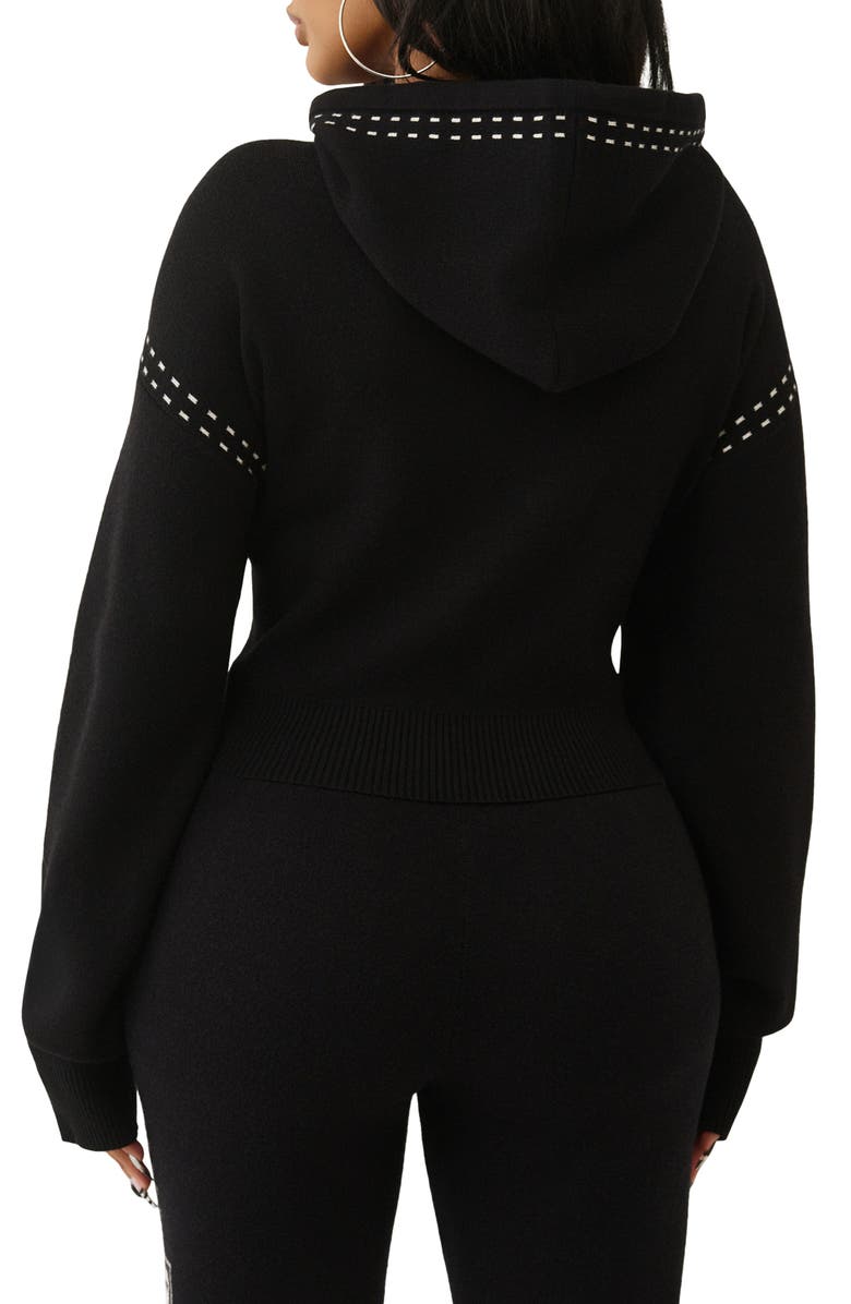 True Religion Logo Graphic Sweater Hoodie, Alternate, color, Jet Black