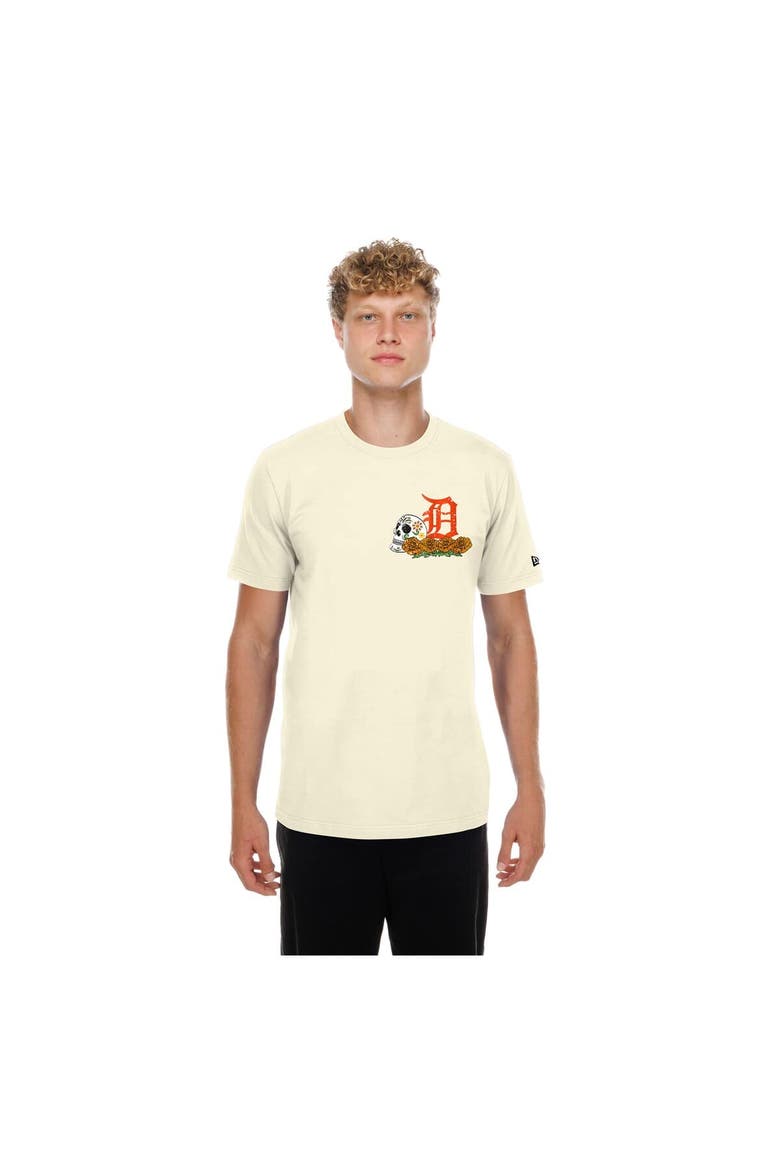 Men's New Era Natural Detroit Tigers Dia de los Muertos Sugar Skull T-Shirt, Main, color, Natural