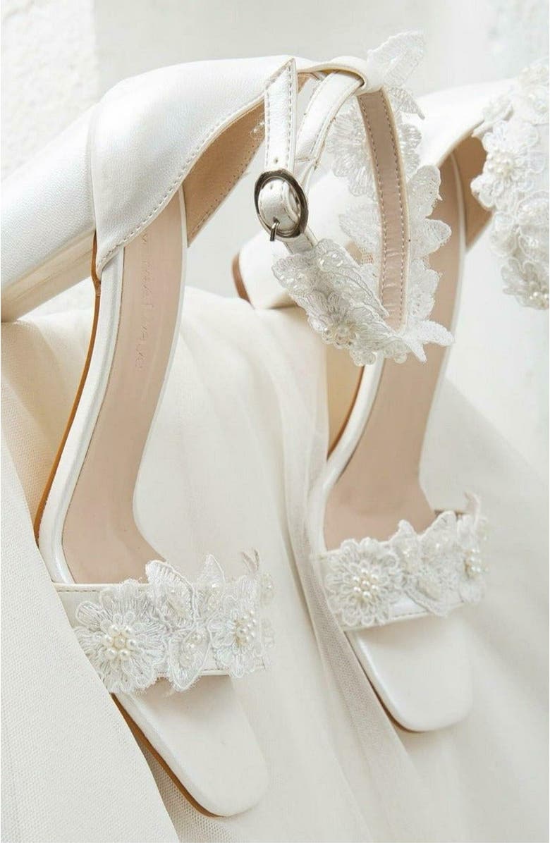 Forever & Always Shoes Dede Lace Bridal Heeled Sandals, Alternate, color, Ivory