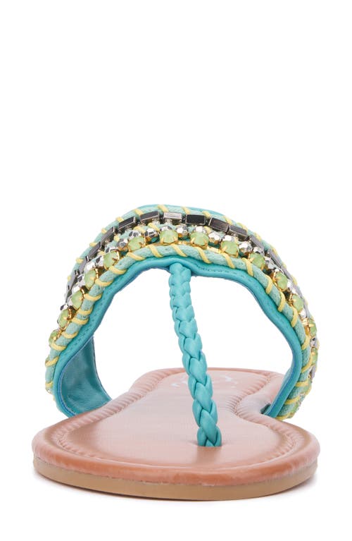 New York And Company Joyce Beaded T-strap Sandal In Aqua