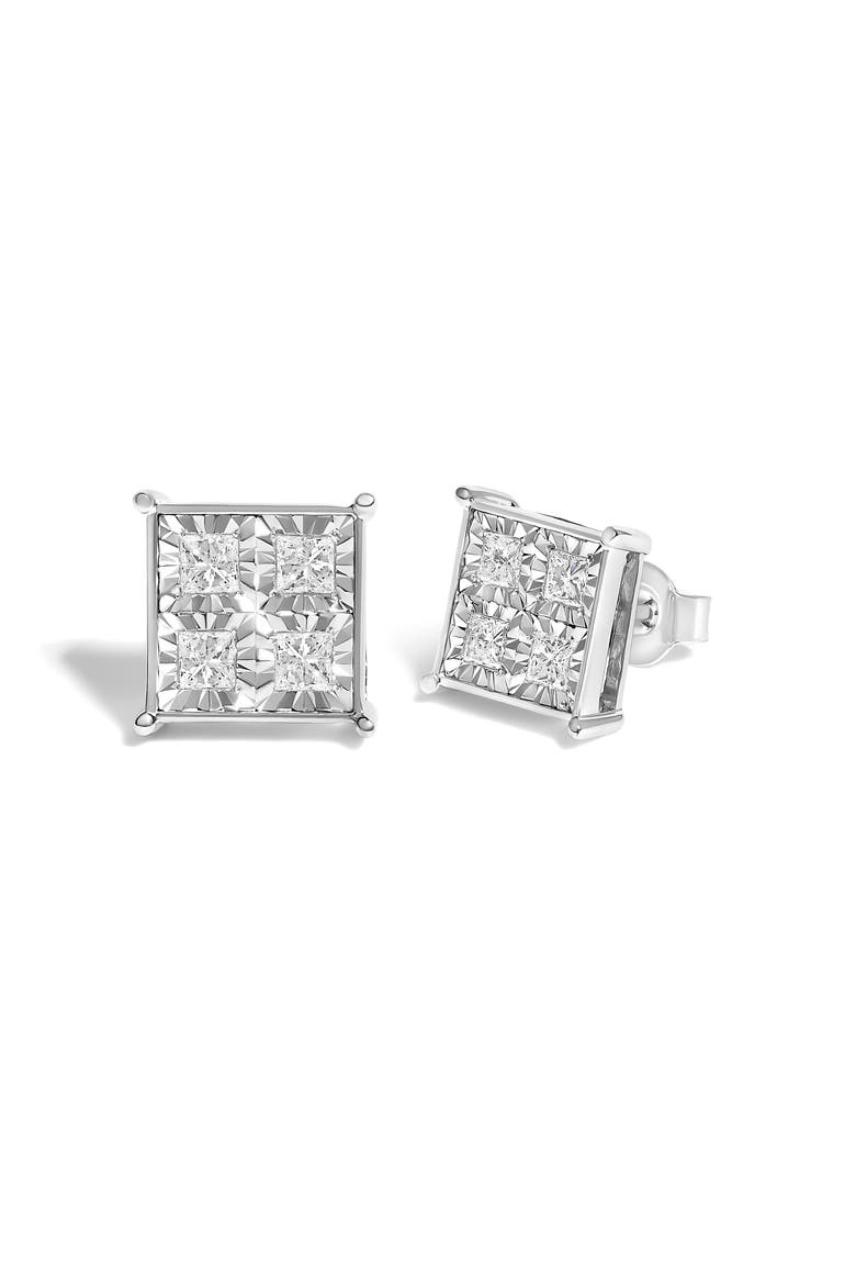 10K White Gold 3/4 Cttw Diamond Stud Earrings, Alternate, color, White