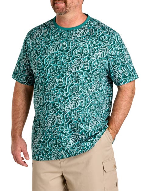 Big & Tall Moisture-Wicking Leaf Print T-Shirt V3