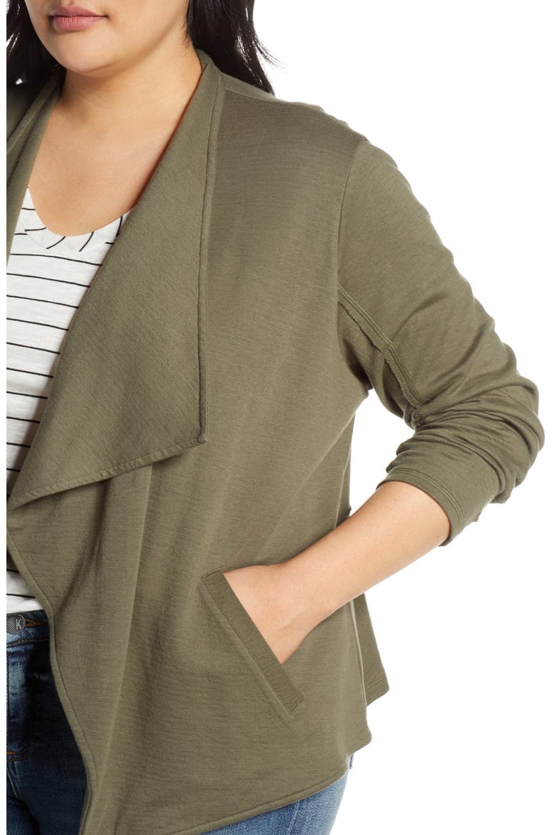 Drape Collar Knit Blazer, Alternate, color, GREEN BEETLE
