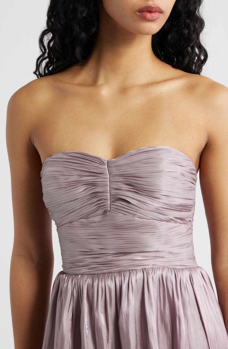Lulus Bella Tiered Strapless Gown, Alternate, color, Dusty Lavender
