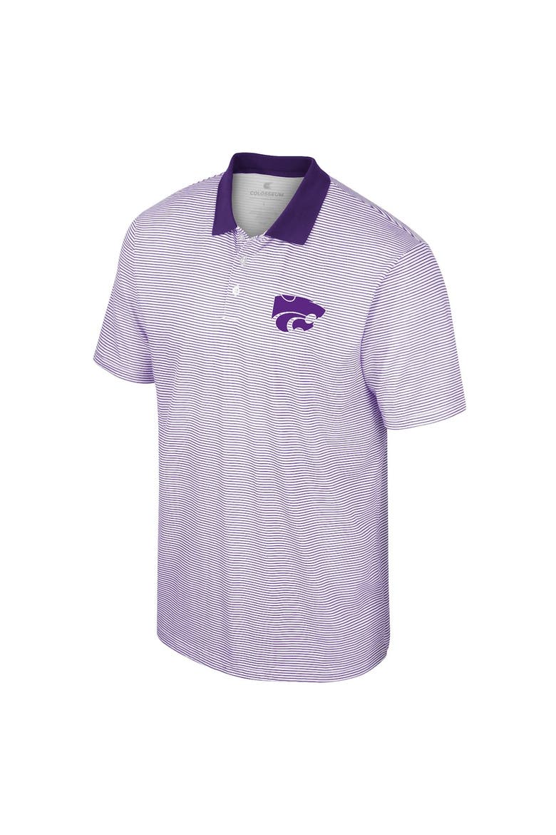 Men's Colosseum White/Purple Kansas State Wildcats Print Stripe Polo, Alternate, color, White