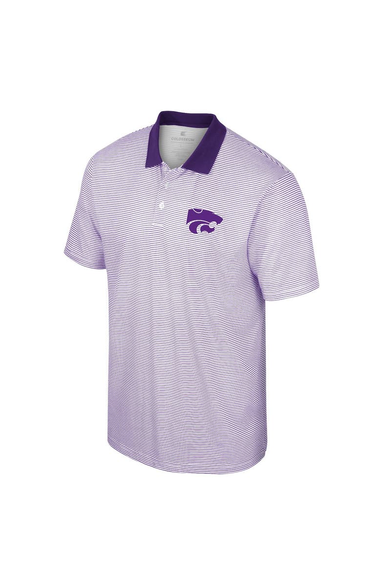 COLOSSEUM Men's Colosseum White/Purple Kansas State Wildcats Print Stripe Polo, Alternate, color, White