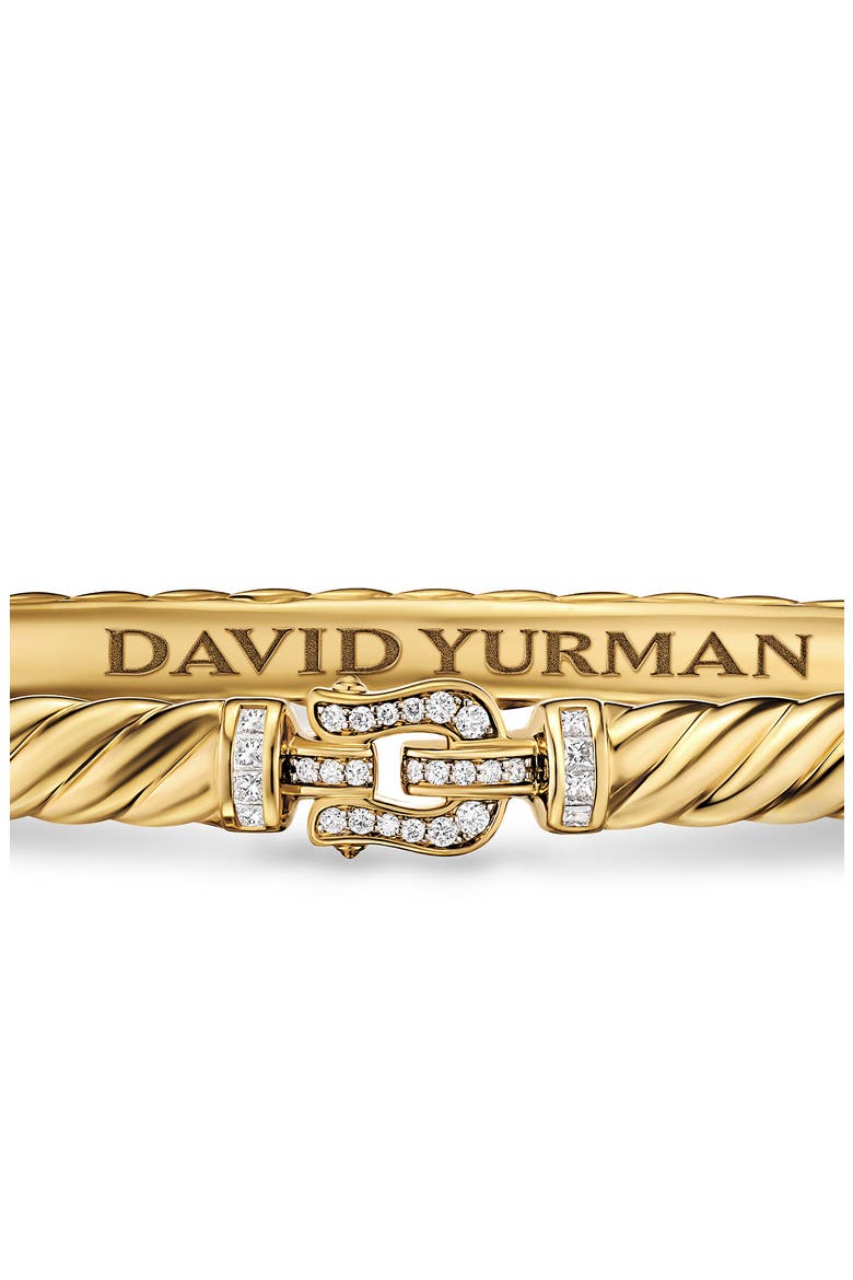 Sculpted Cable Buckle Bracelet in 18K Yellow Gold with Diamonds, Alternate, color, GOLD