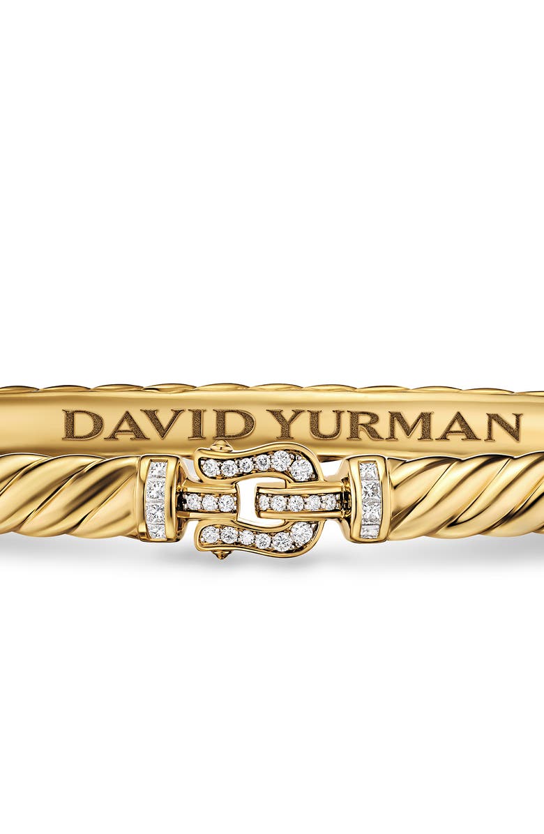 David Yurman Sculpted Cable Buckle Bracelet in 18K Yellow Gold with Diamonds, Alternate, color, Gold