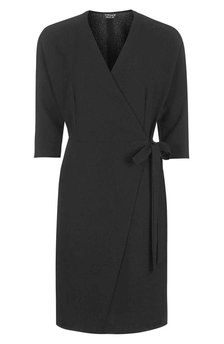 Topshop Dolman Sleeve Wrap Midi Dress, Alternate, color, 