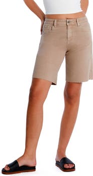 HINT OF BLU Cool Summer Raw Hem Long Denim Shorts