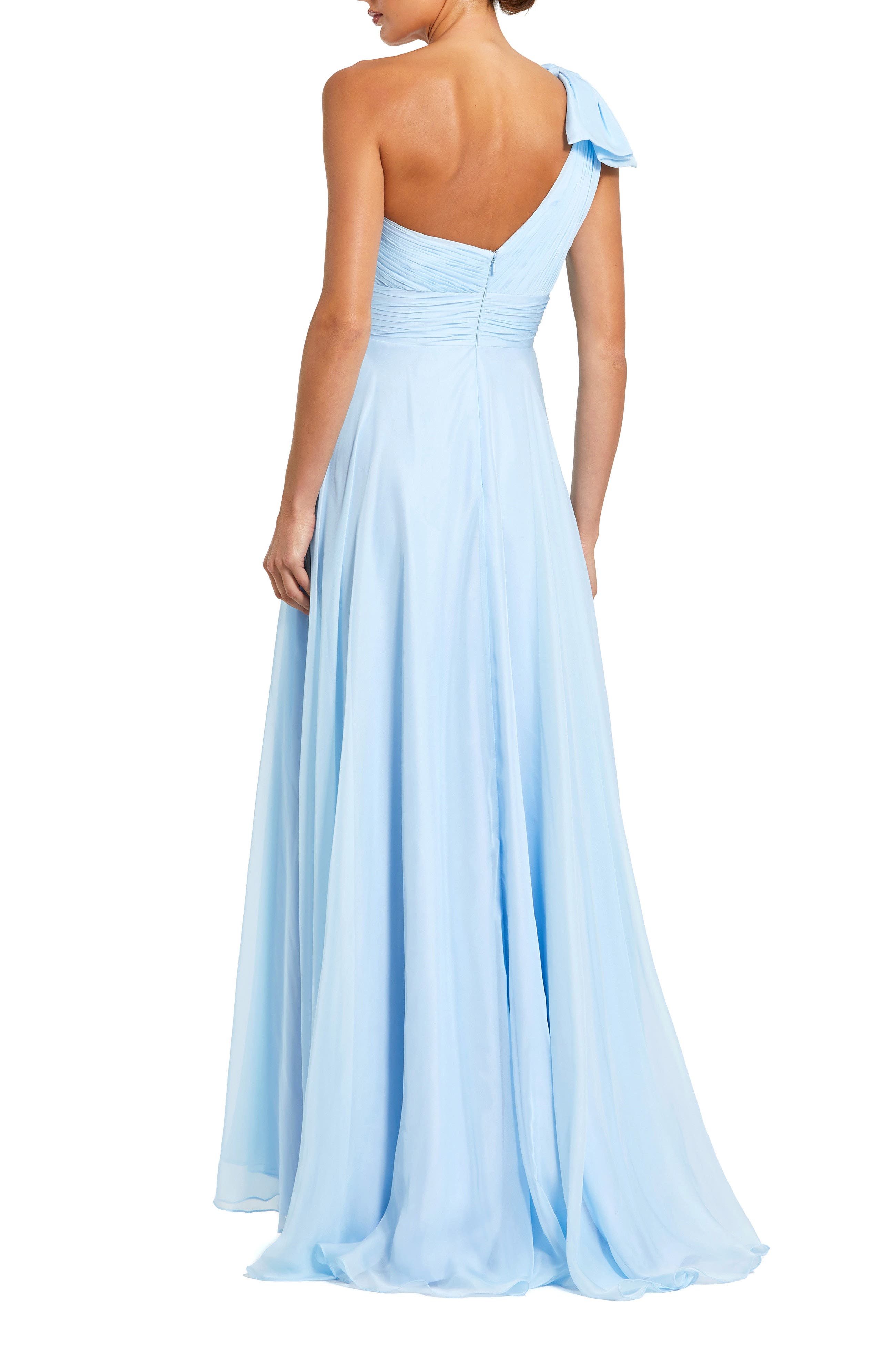 Pleated One Shoulder Chiffon Gown - image 2