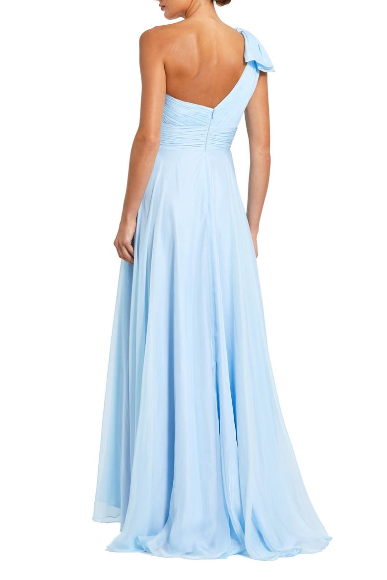 Pleated One Shoulder Chiffon Gown, Alternate, color, Sky Blue