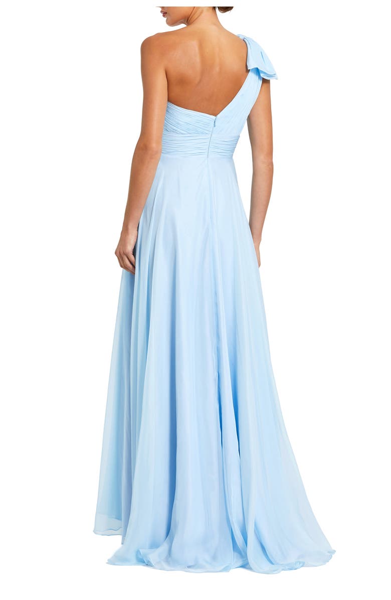 Mac Duggal Pleated One Shoulder Chiffon Gown, Alternate, color, Sky Blue