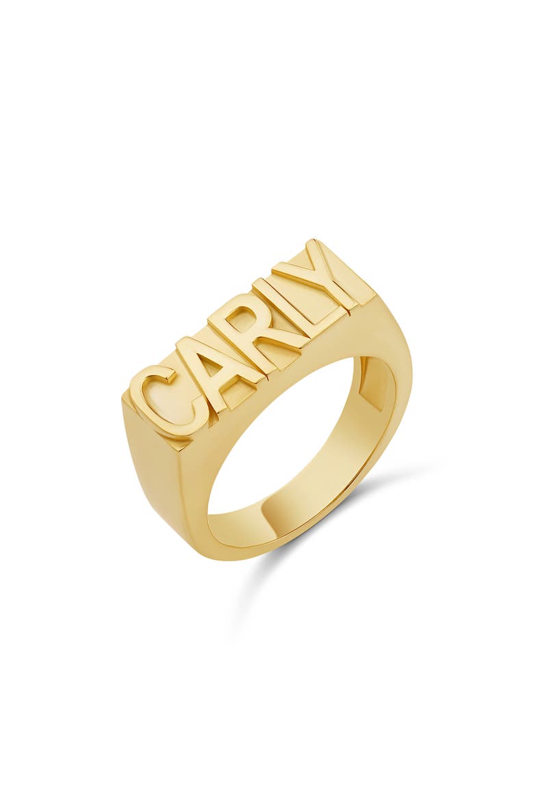Block Letter Name Ring, Main, color, GOLD