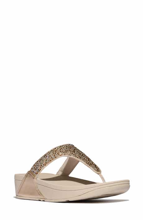 Lulu Crystal Mix Metallic Faux Leather Flip Flop