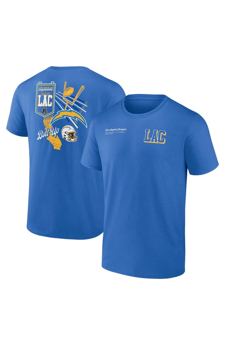 FANATICS Men's Fanatics Branded Powder Blue Los Angeles Chargers Split Zone T-Shirt, Main, color, Powder Blue