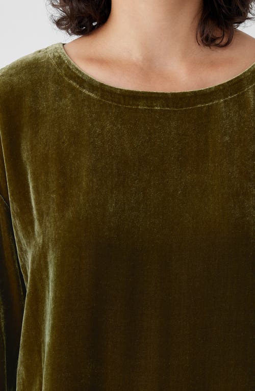 Eileen Fisher Velvet Ballet Neck Top In Serpentine