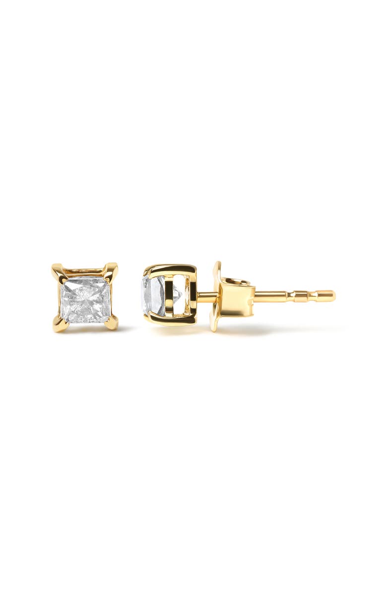 Haus of Brilliance 10K Yellow Gold 5/8 Cttw Princess Cut Diamond 4-Prong Solitaire Stud Earrings, Alternate, color, Yellow