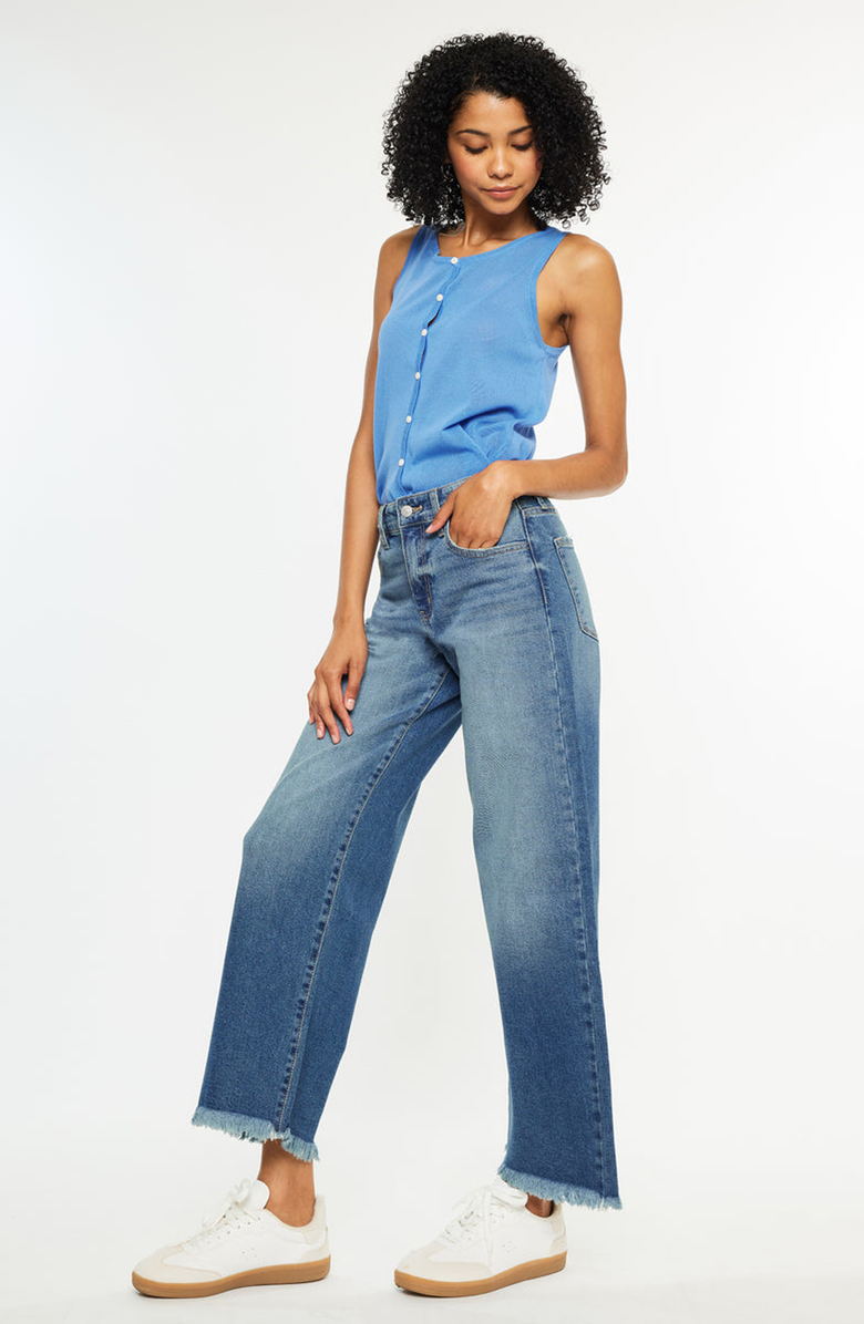 KanCan Aruli Essentials High Rise Cropped Wide Leg Jeans, Alternate, color, Medium Wash