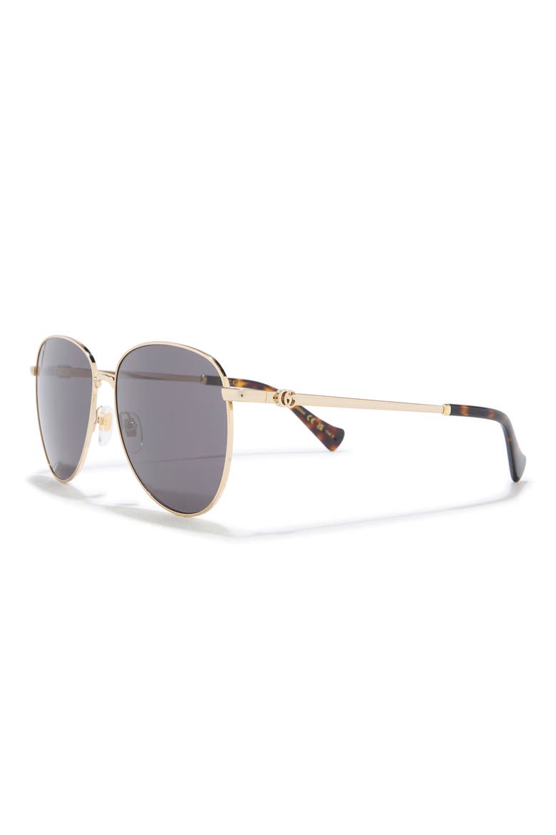 60mm Aviator Sunglasses, Alternate, color, GOLD GOLD GREY