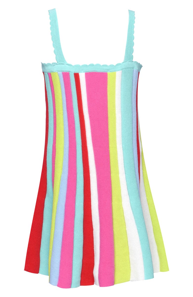 Hannah Banana Kids' Vertical Stripe Fit & Flare Dress, Alternate, color, Teal Multi