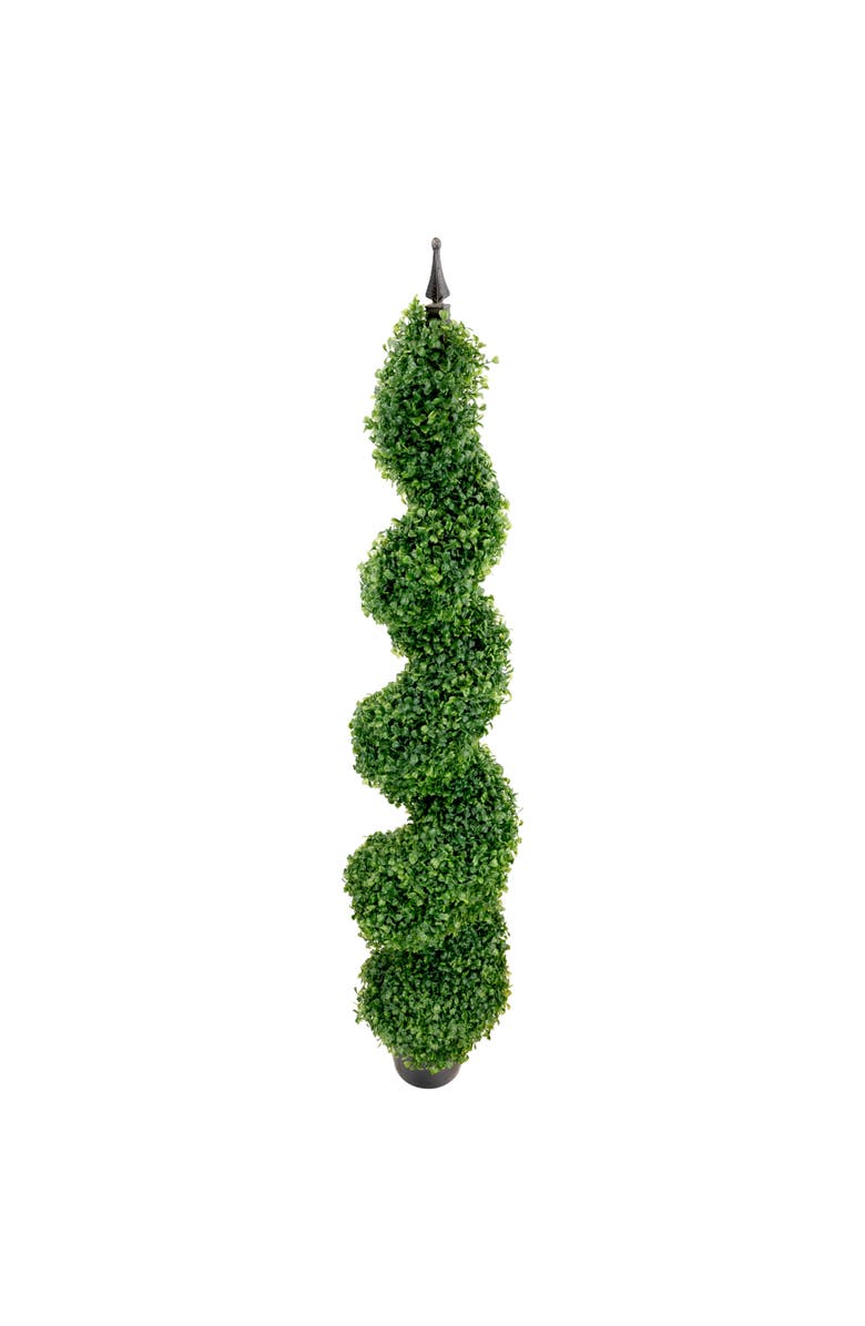Northlight Potted Two Toned Artificial Spiral Boxwood Garden Topiary Tree - 5', Alternate, color, Green