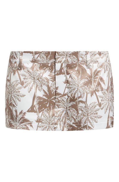 Lioness Rhode Palm Print Low Rise Miniskort In Chocolate Palm